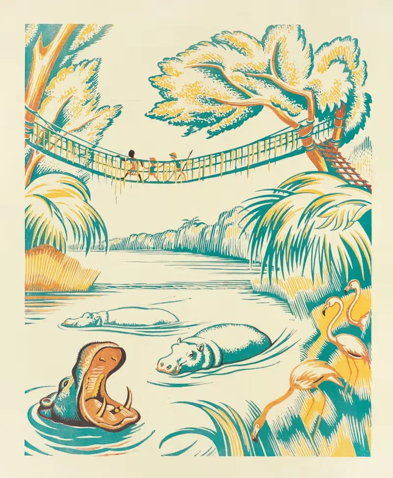 Пикник в джунглях Пл.24 by Клиффорд Уэбб, 1934 — digital art print download