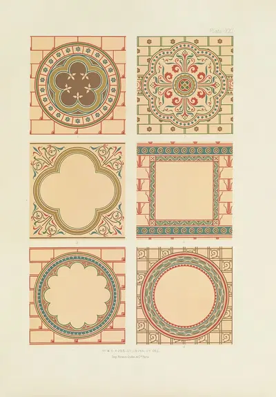 Polychromatic decoration as applied to buildings in the mediæval styles Pl.21 by George Ashdown Audsley, 1882 — digital art…