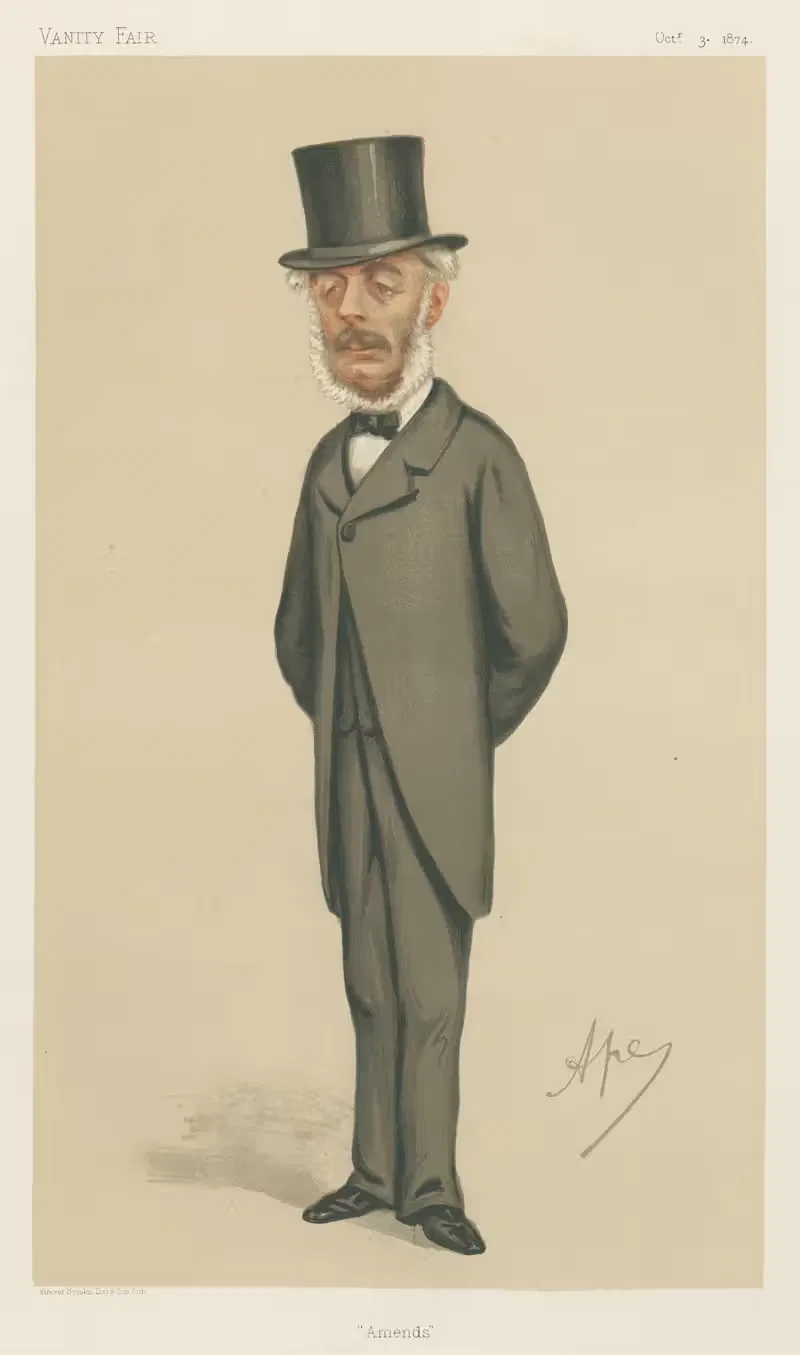 Politicians – 'Amends'. The Rt. Hon. Stephen Cave. October 3, 1874 — Carlo Pellegrini