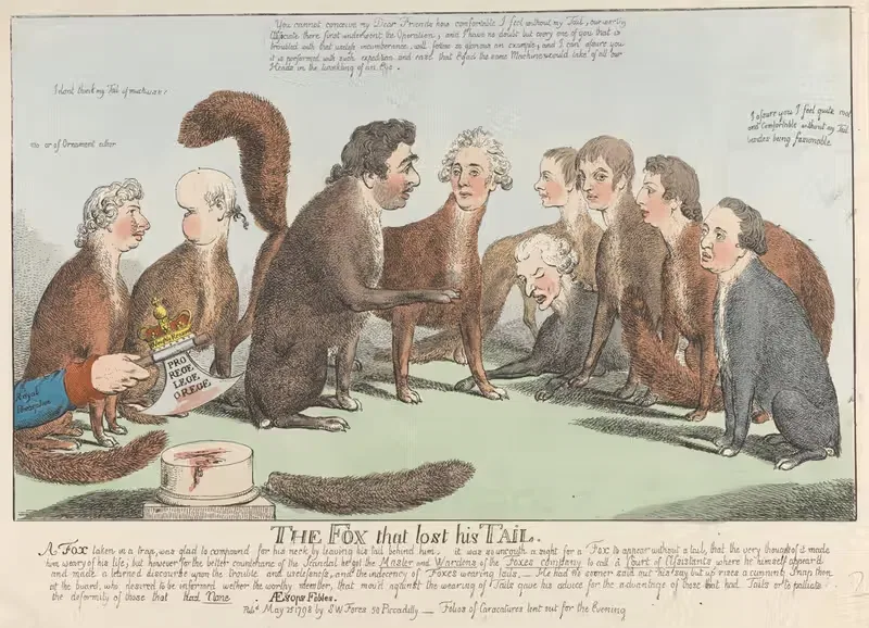 The Fox That Lost His Tail by Charles Williams, 1798 — digital art print download