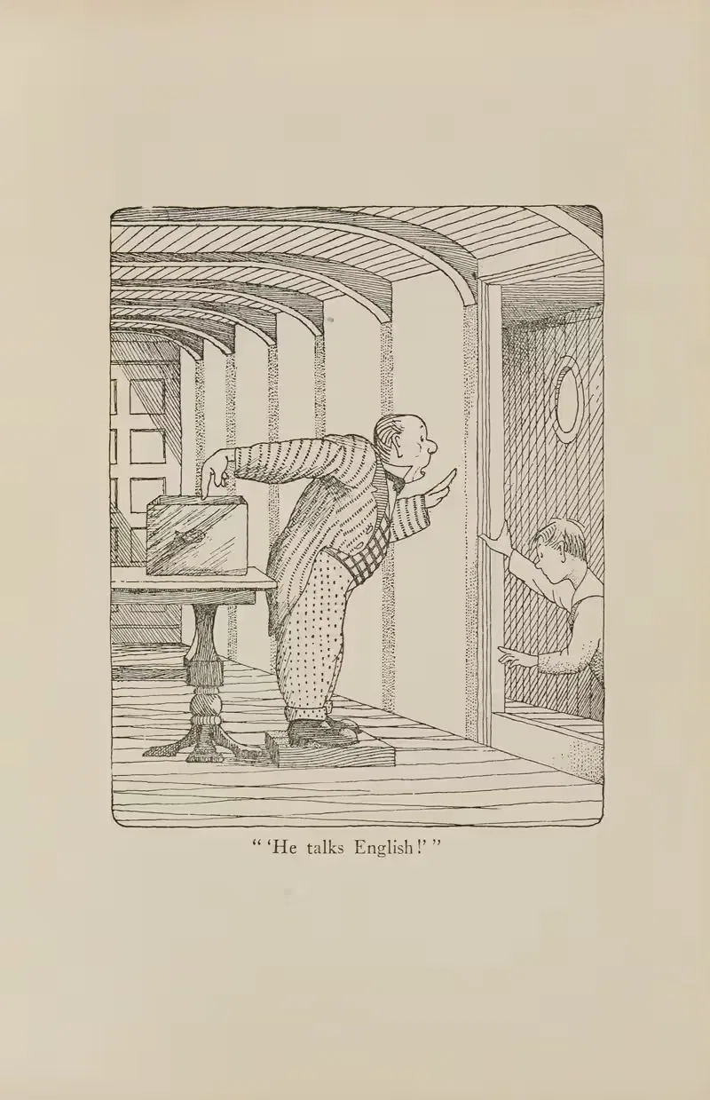 'He talks English!' by Hugh Lofting, 1922 — digital art print download