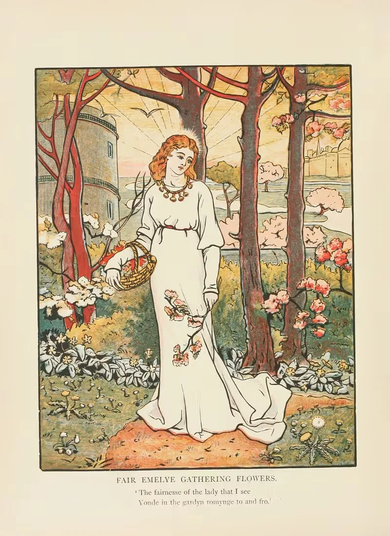 Справедливая Эмили собирает цветы by Мэри Элиза Джой Хауэйс, 1907 — digital art print download