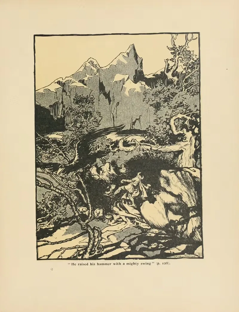 'Он поднял свой молот с мощным размахом' by Артур Рэкхэм, 1907 — digital art print download