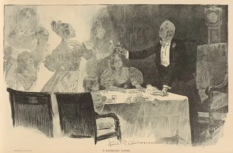 Ужин холостяка by Чарльз Дана Гибсон, 1893-1900 — digital art print download