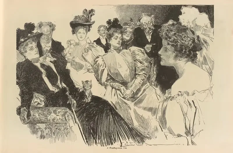 Чай в гостиной by Чарльз Дана Гибсон, 1893-1900 — digital art print download