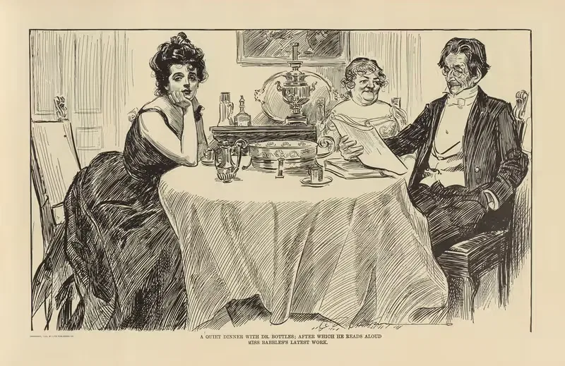 A quiet dinner with Dr. Bottles by Charles Dana Gibson, 1900-1905 — digital art print download