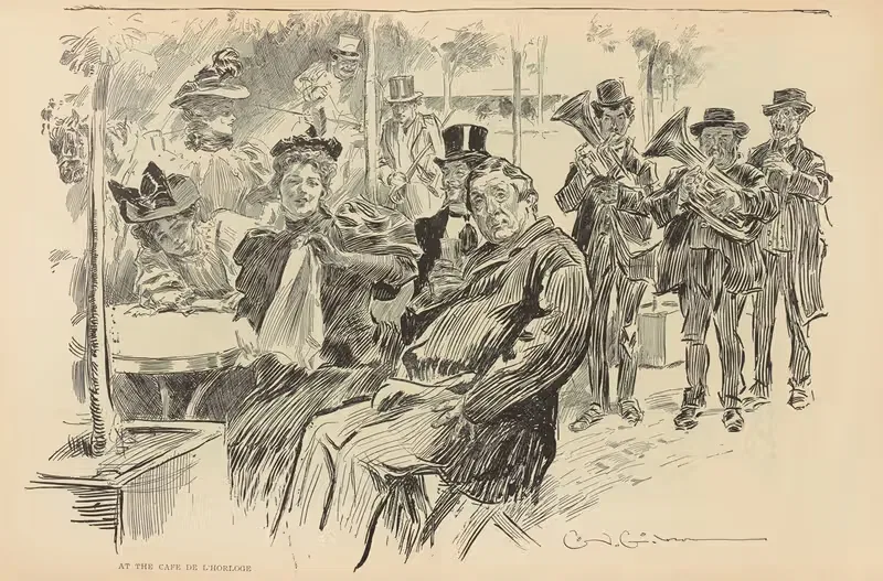 В кафе де л’орлож by Чарльз Дана Гибсон, 1893-1900 — digital art print download