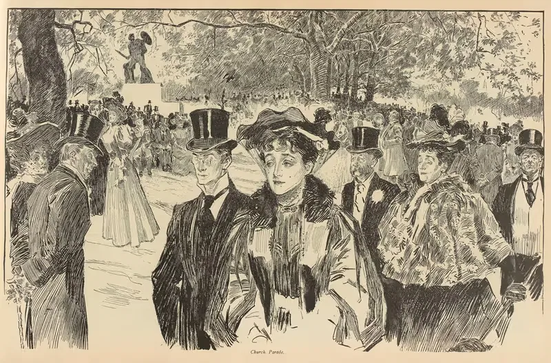 Церковный парад by Чарльз Дана Гибсон, 1893-1900 — digital art print download