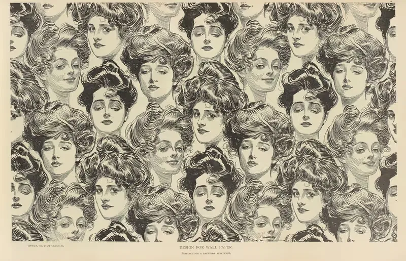 Design fo a wallpaper, Suitable for a bachelor apartment — Charles Dana Gibson