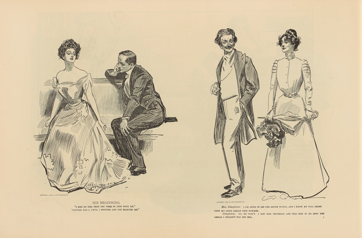 His beginning by Charles Dana Gibson, 1893-1900 — digital art print download