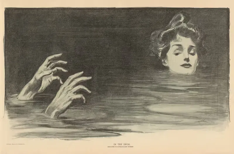 В плавании by Чарльз Дана Гибсон, 1893-1900 — digital art print download
