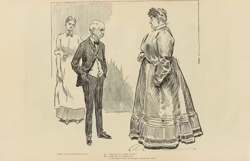 Mr.; 'The cook has agreed to stay.' — Charles Dana Gibson