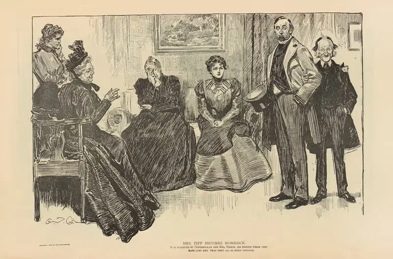 Миссис Пипп становится тоскующей по дому by Чарльз Дана Гибсон, 1893-1900 — digital art print download