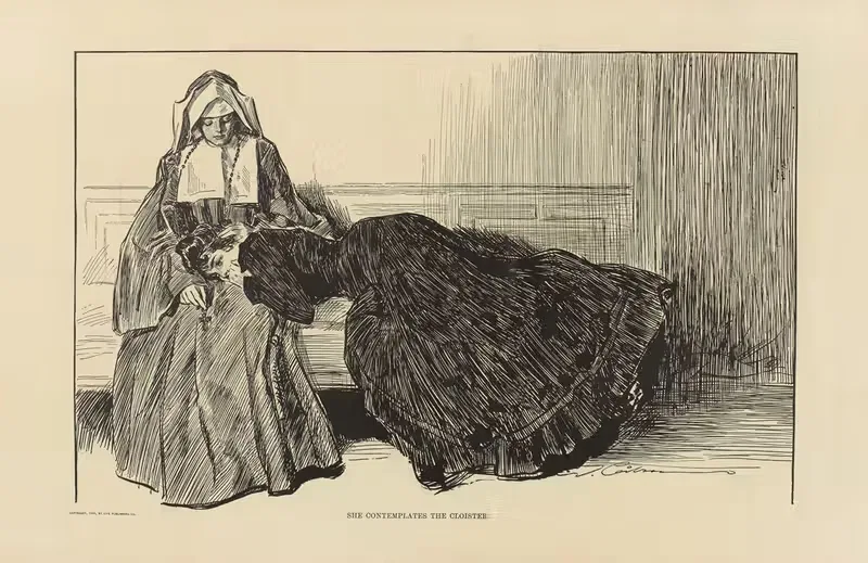 Она созерцает клуатр by Чарльз Дана Гибсон, 1900-1905 — digital art print download