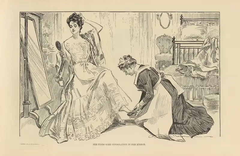 Она находит утешение в своем зеркале by Чарльз Дана Гибсон, 1900-1905 — digital art print download