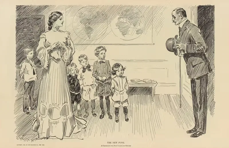 The new pupil by Charles Dana Gibson, 1900-1905 — digital art print download