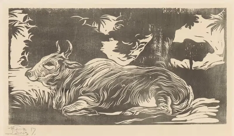 Лежащий зебу by Хуйб Лунс, 1917 — digital art print download