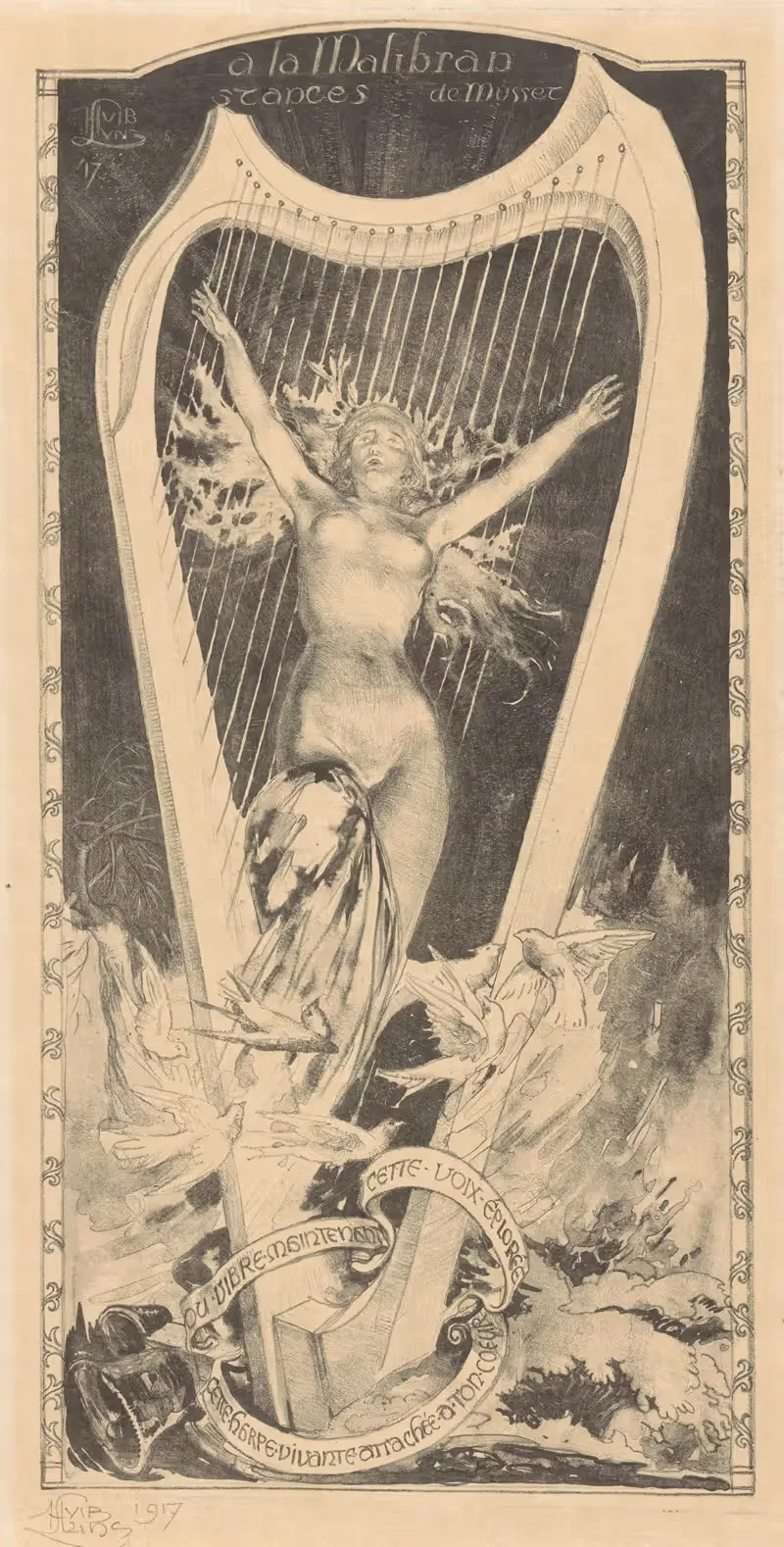 Мария Малибран для арфы by Хуйб Лунс, 1917 — digital art print download