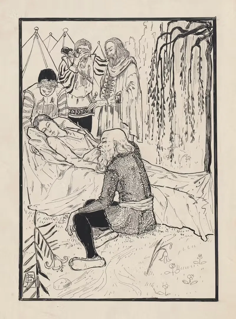 Король Лир умирает у тела Корделии by Якоб Питер ван ден Бош, 1878 - 1948 — digital art print download