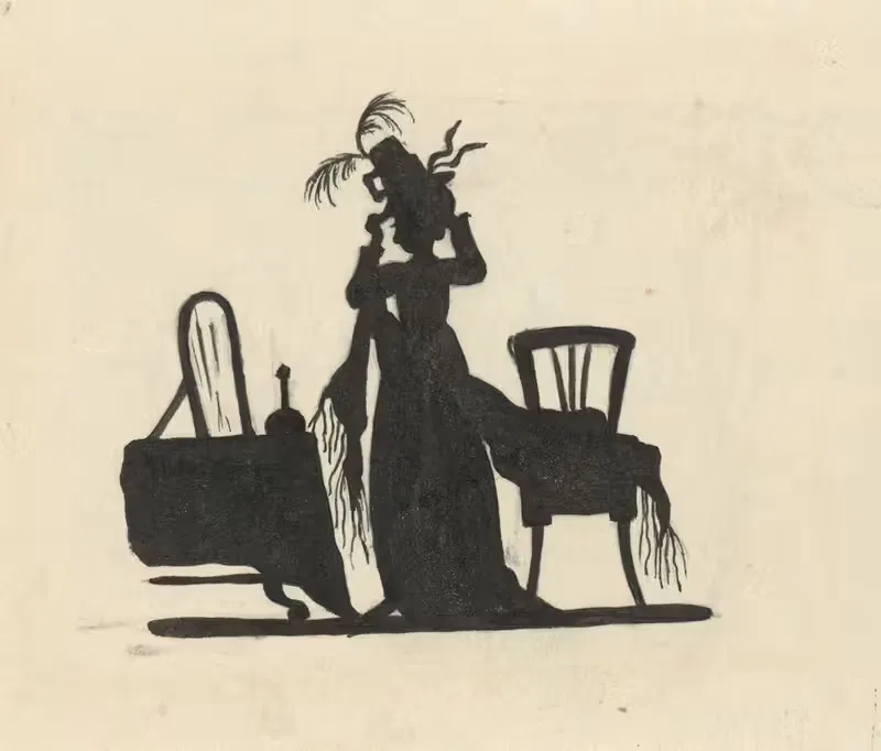 Silhouet van de vrouw voor de spiegel — Nelly Bodenheim