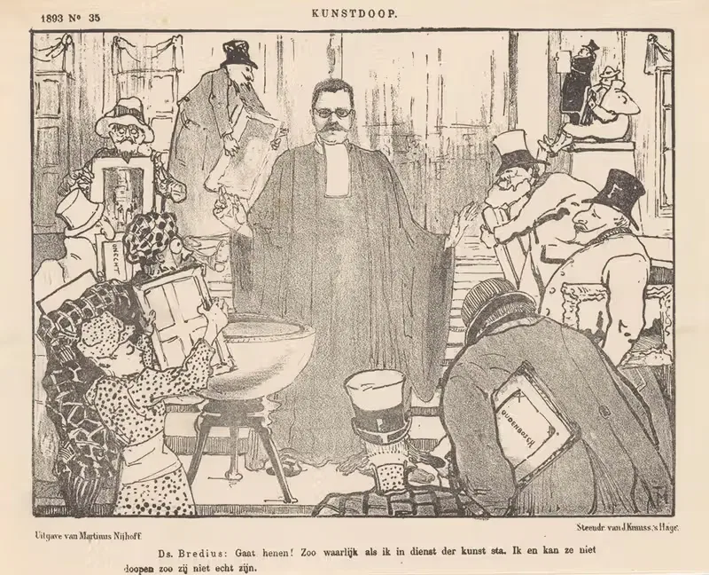 Spotprent over de kunsthistoricus Abraham Bredius — Theo van Hoytema
