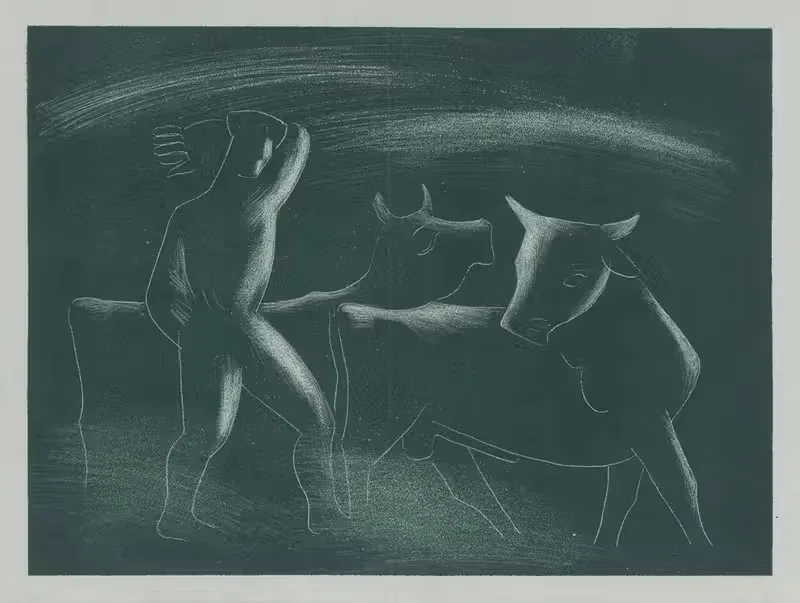 Пастух с коровами by Микулаш Галанда, 1936 — digital art print download