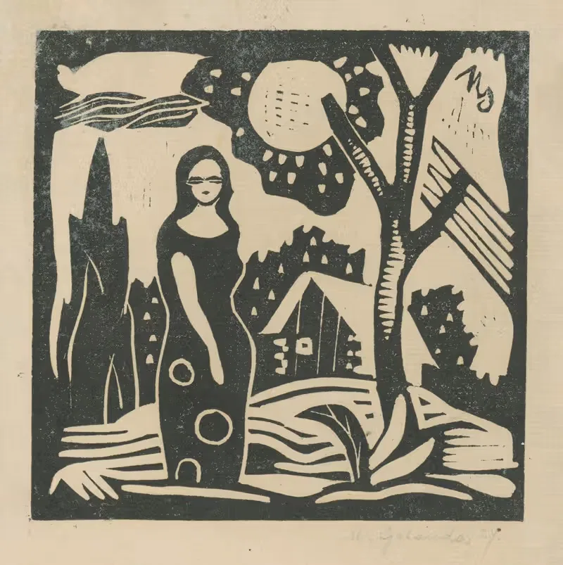 Женщина в пейзаже by Микулаш Галанда, 1927 — digital art print download