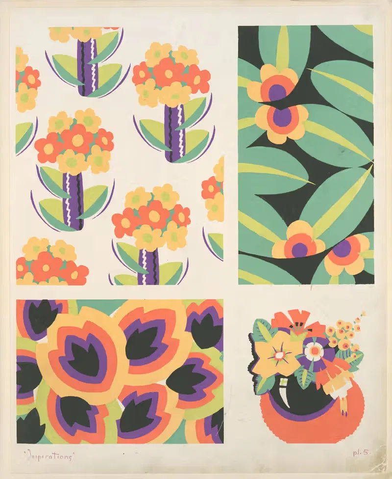 Four floral compositions by André Durenceau, 1928 — digital art print download