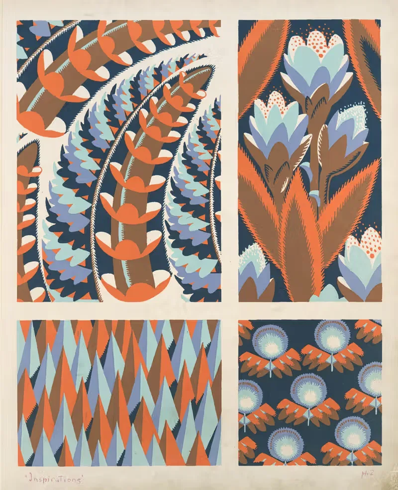 Four plant form compositions 2 by André Durenceau, 1928 — digital art print download