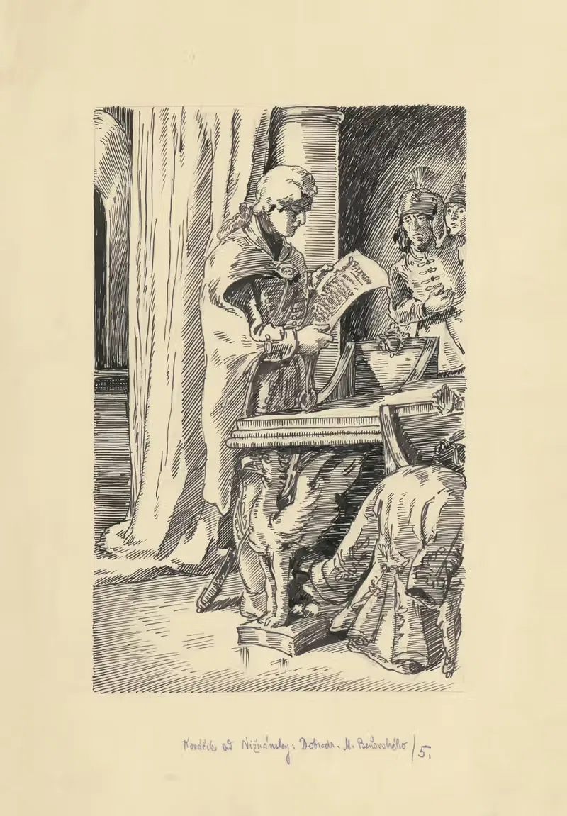 28. – He Was Standing by the Table, Holding Unrolled Scroll and Reading It — Andrej Kováčik
