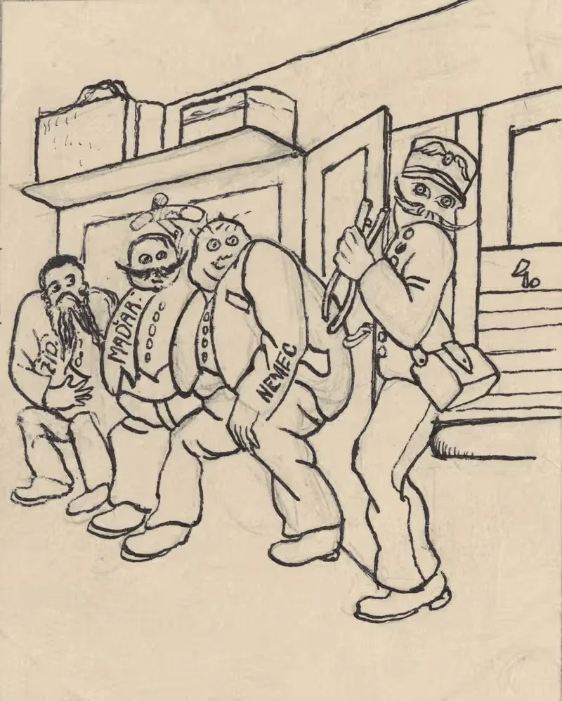 Сатирический рисунок для журнала IV. by Андрей Ковачик, 1940 — digital art print download