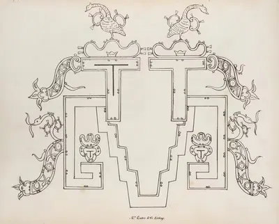 Architectural element decorated with birds and abstract designs by Antonio del Río, 1822 — digital art print download