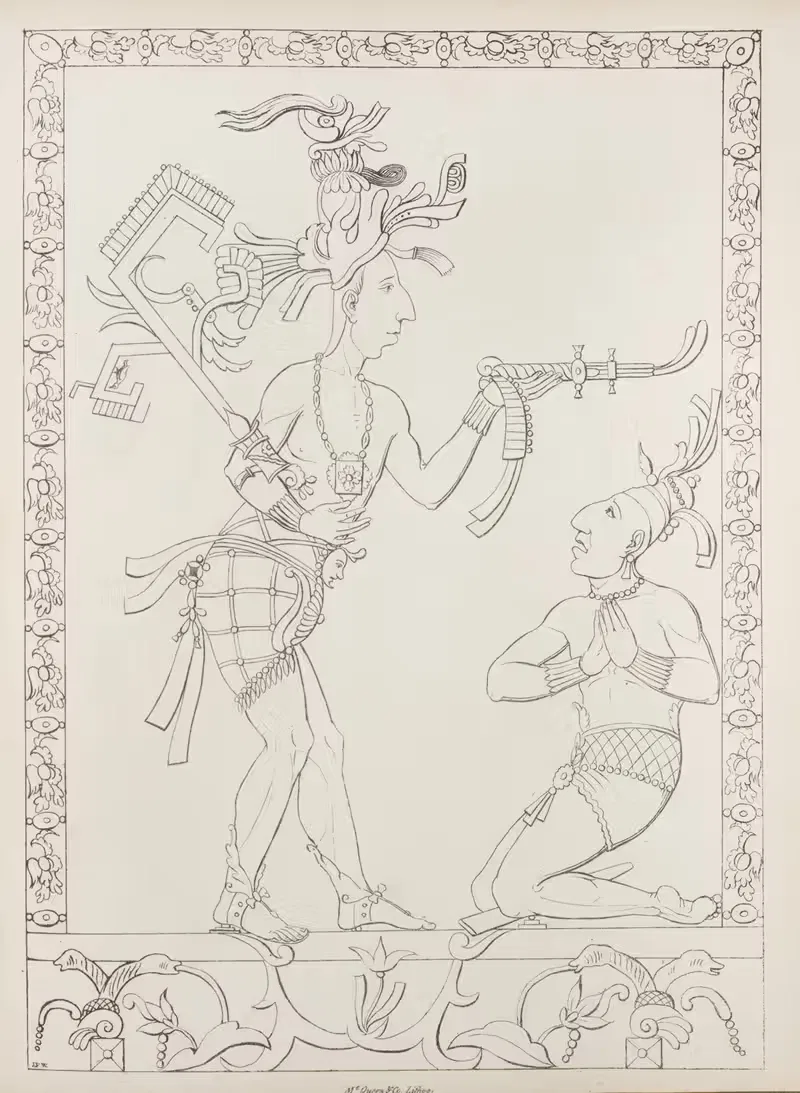 Две фигуры, одна стоящая, другая на коленях, с натуралистической рамкой by Антонио дель Рио, 1822 — digital art print…