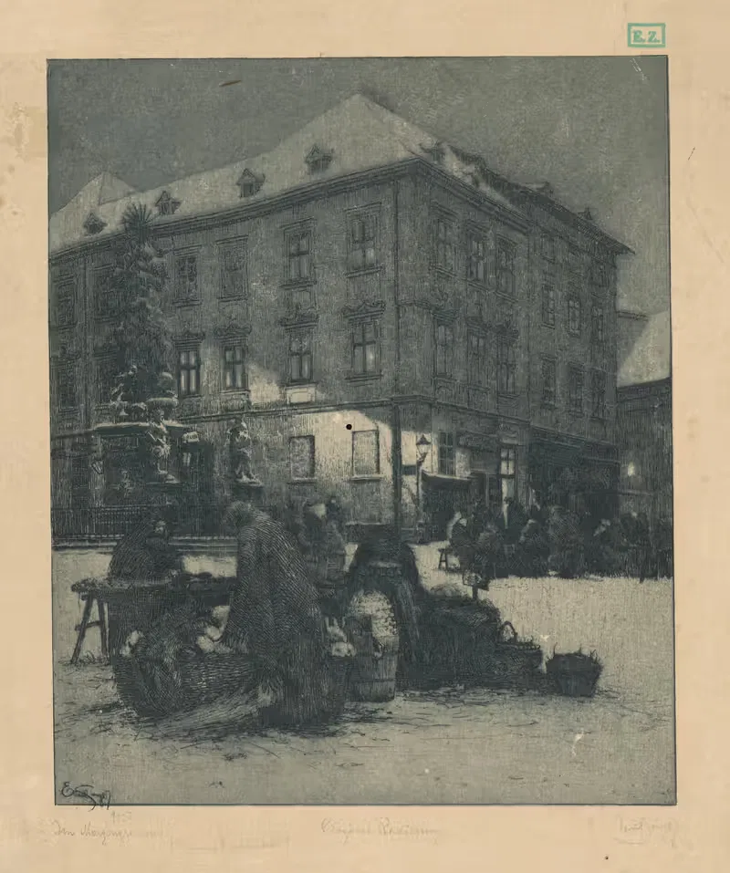 Зелёный рынок в Брно by Эмиль Сингер, 1927 — digital art print download