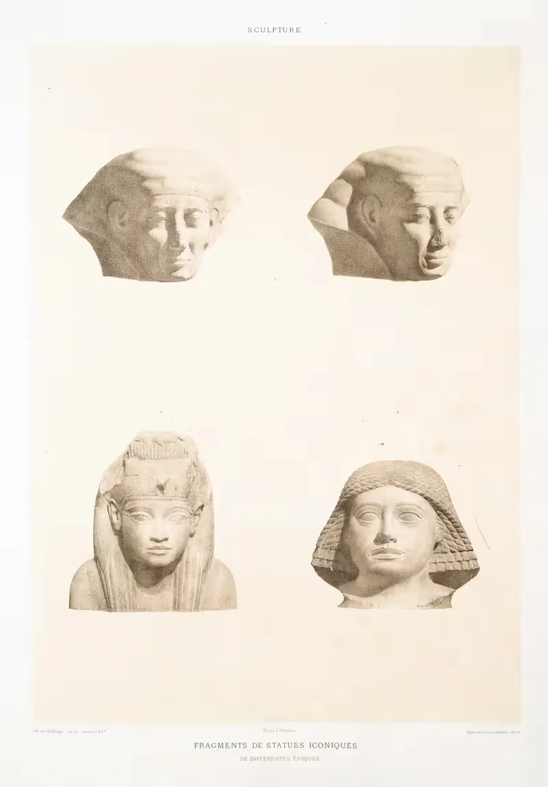Sculpture; fragments de statues iconiques de différentes époques — Émile Prisse d'Avennes
