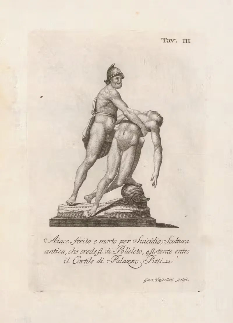 Аякс, раненый и умерший от самоубийства; by Гаэтано Васкеллини, 1789 — digital art print download
