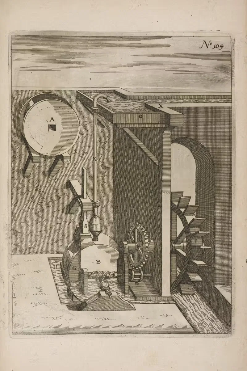 Fig. CIV. Hydrotechnema. by Georg Andreas Böckler, 1662 — digital art print download