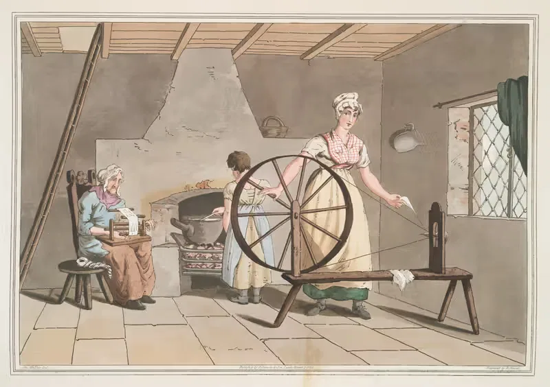 Женщина прядет, Плита 29 by Джордж Уокер, 1814 — digital art print download