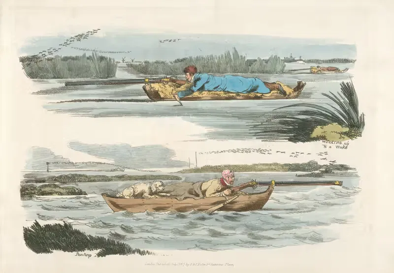 Fowling Working up to a wake (and) panting — Henry Thomas Alken