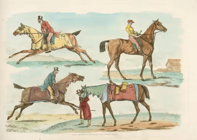 Охотники тренируют своих лошадей by Генри Томас Алкен, 1817-1818 — digital art print download