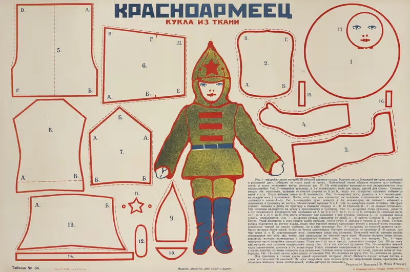 Красноармеец; Кукла из ткани (Рис. Барtram), Таблица № 34 — Яков Александрович Тугендхольд