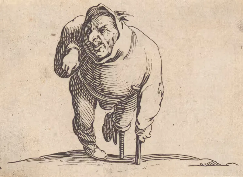 L'estropié a la béquille et a la jambe de bois — Jacques Callot