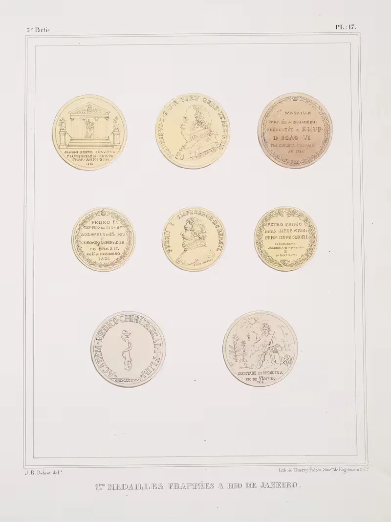 1-ères médailles frappées à Rio de Janeiro — Jean Baptiste Debret