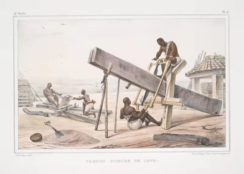 Негры, пилящие древесину by Жан Батист Дебре, 1834 - 1839 — digital art print download