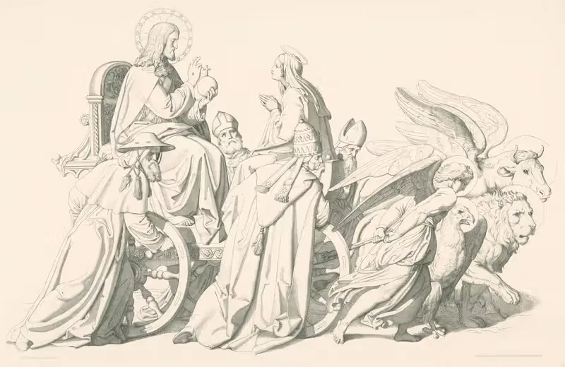Аллегория с Марией, Христом и четырьмя евангелистами by Иосиф фон Фюрих, 1848 — digital art print download
