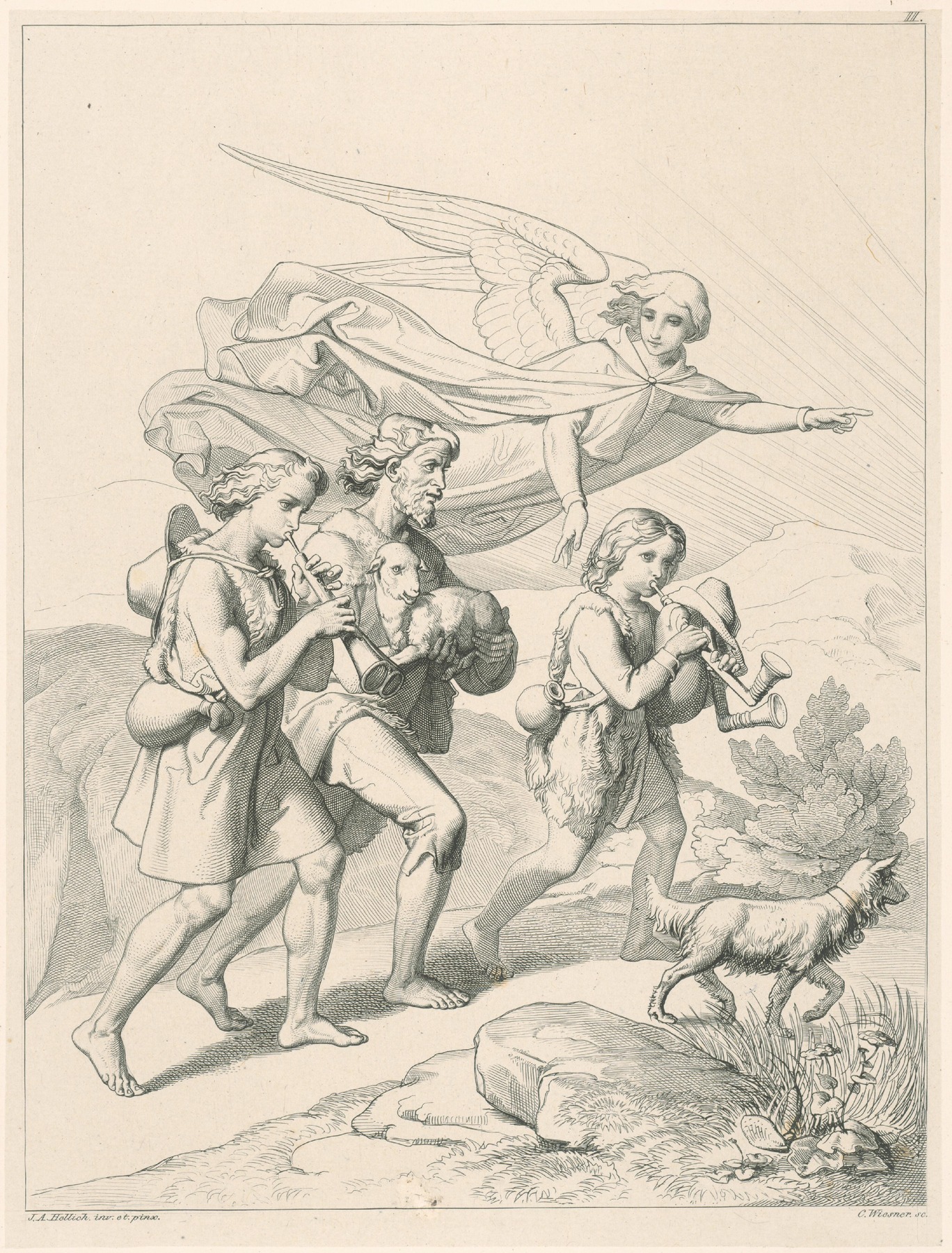 Shepherds travel to Bethlehem by Konrád Wiesner, 1840–1847 — digital art print download