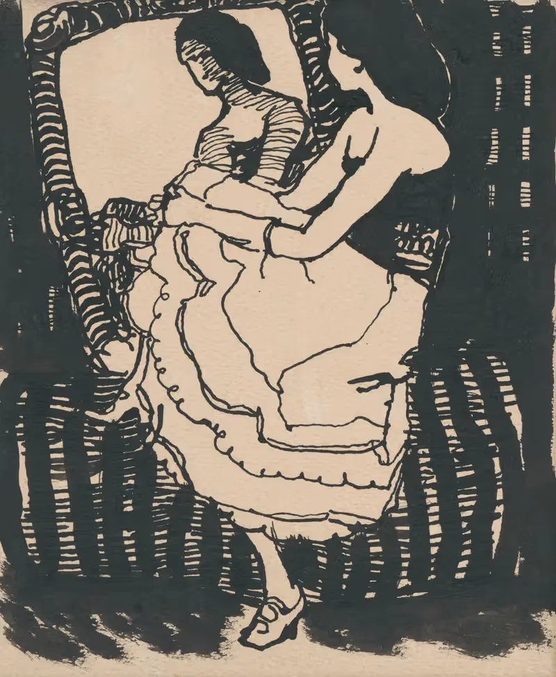 Пред зеркалом I. by Константин Ковари-Качмарик, 1908 — digital art print download