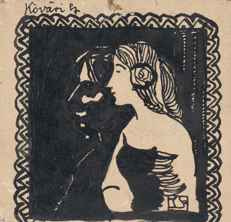 Автопортрет с девушкой by Константин Ковари-Качмарик, 1908–1912 — digital art print download