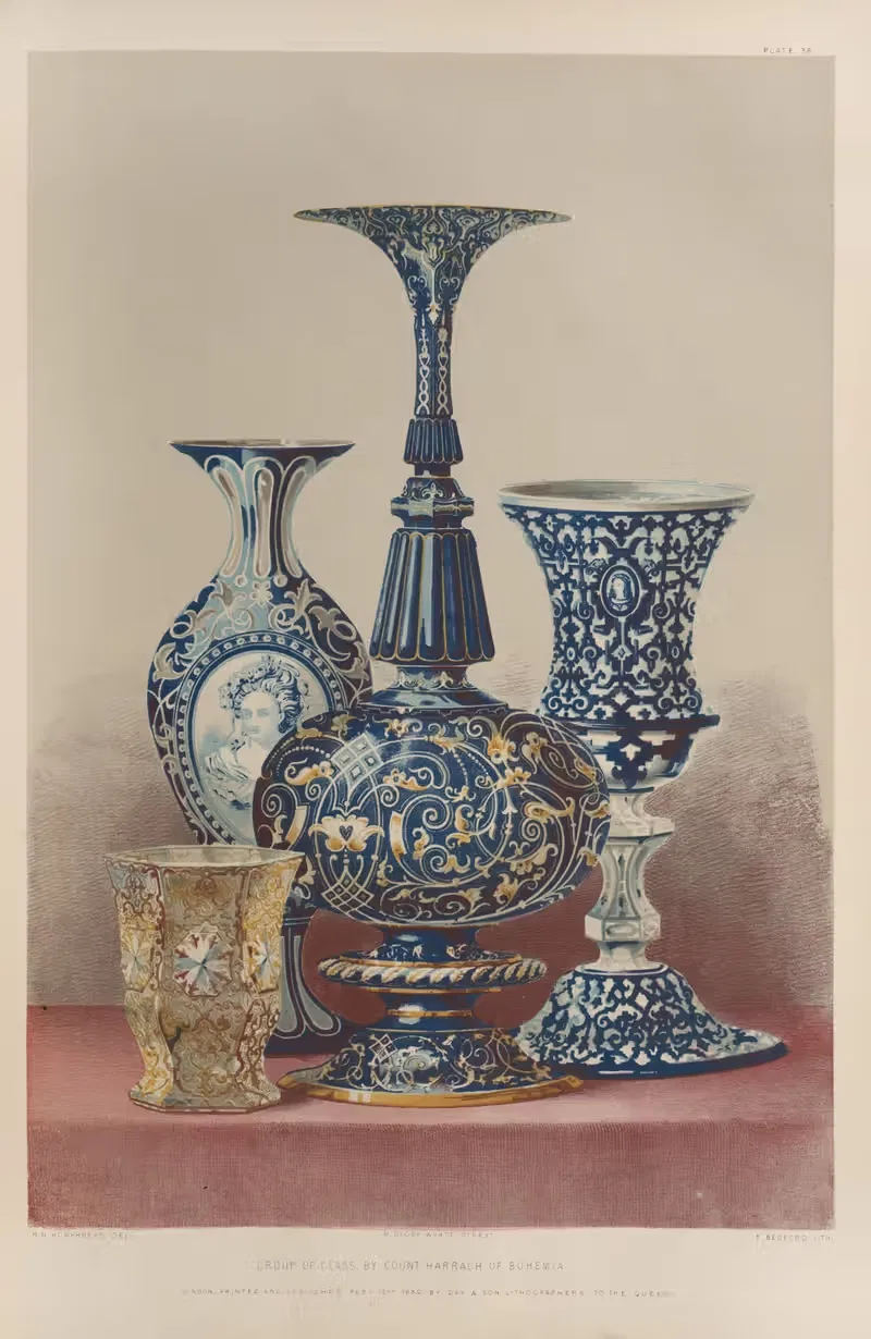 Группа стеклянных предметов by Мэтью Дигби Уайатт, 1851 - 1853 — digital art print download