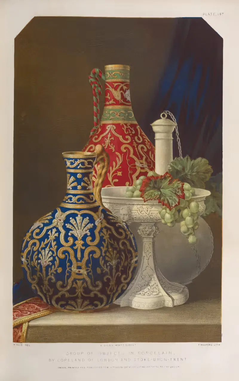 Группа объектов из фарфора by Мэтью Дигби Уайатт, 1851 - 1853 — digital art print download